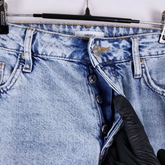 Forever 21 Jeans Womens Size 30 Blue Faded Distressed Baggy Loose Skater Grunge - Picture 3 of 11